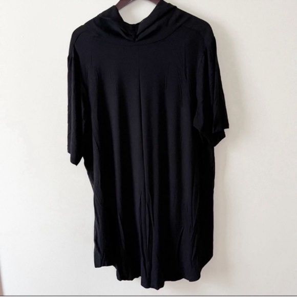 H by Halston Black Drape Front Knit w/ Chiffon V-neck Short Sleeve Top Size 3X - Picture 4 of 6